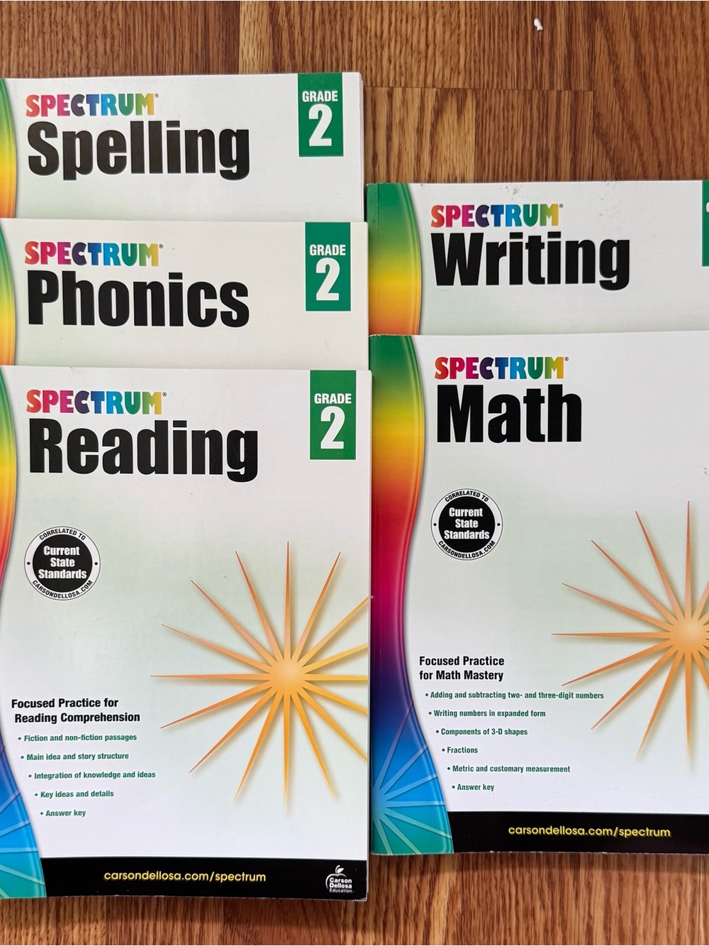 Spectrum Grade 2 Workbooks - Math, Reading, Writing, Phonics, & Spelling